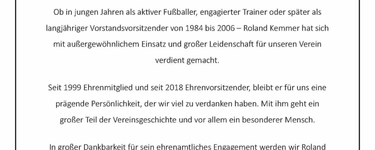 Nachruf Roland Kemmer