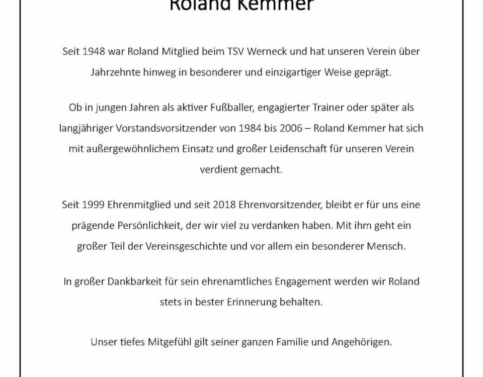 Nachruf Roland Kemmer